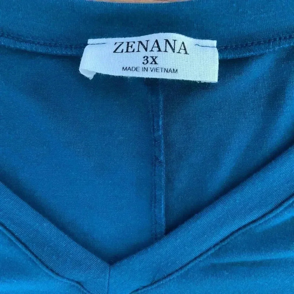 Zenana V-Neck Blue Long Sleeve Womens Top Tee Shirt Size‎ 3X - Picture 2 of 7